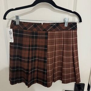 Aritzia Plaid Mini Skirt - Brown and Black